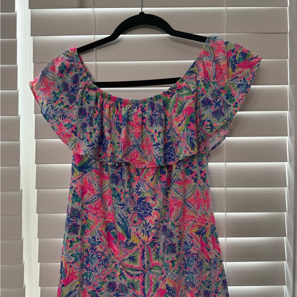 Lilly Pulitzer Pink and Blue Ruffle Blouse